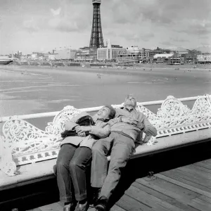 Blackpool Pier Scene Print circa 1970