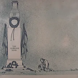 Old Bill Kneeling in Front of the Cenotaph Print