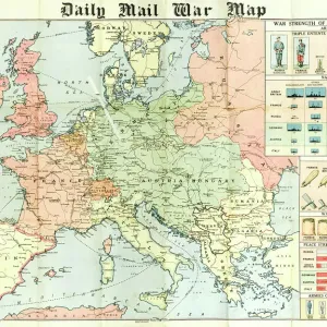 WW1 Daily Mail War Map Print, 1914 WW1 Daily Mail War Map Print, 1914