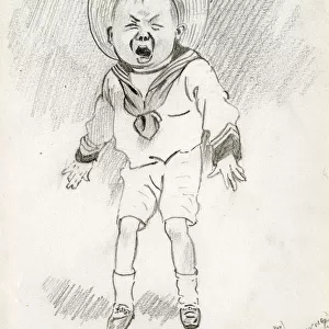 Preparatory sketch by Tom Browne - Pain - screaming boy