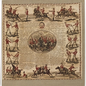 Printed cotton handkerchief, ?The New Broad Sword Exercise?