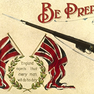 Recruitment postcard, England expects, , WW1
