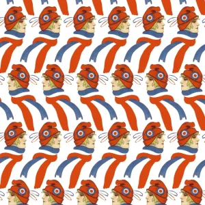 Repeating Pattern - French girl in Tricolore scarf / hat