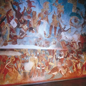 Replica of the Mayan wall paintings placed in Bonampak