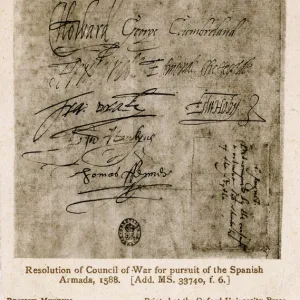 Resolution of Council of War for pursuit of Spanish Armada