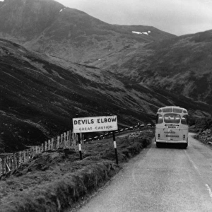 Road sign in Scottish Highlands, Devils Elbow