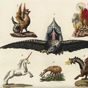 Roc, basilisk, phoenix, unicorn, vegetable lamb, and dragon