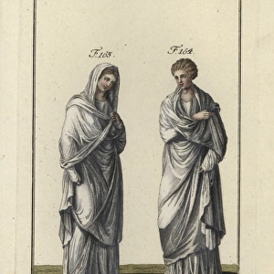 Two Roman Vestal Virgins, priestesses of Vesta