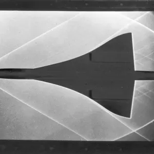 Schlieren Photograph of Concorde Model in Wind Tunnel Print Schlieren Photograph of Concorde Model in Wind Tunnel Print