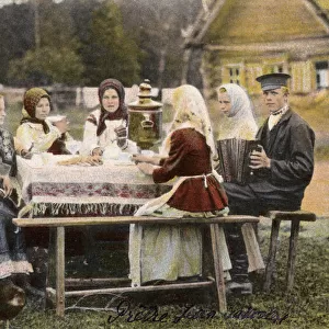 Russian Villagers drinking tea