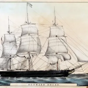 Outward Bound Sailing Ship Print, circa 1847 Outward Bound Sailing Ship Print, circa 1847