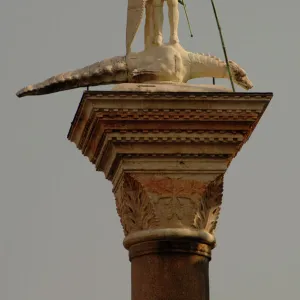 Saint Theodore statue, patron of Venice, on a granite colum