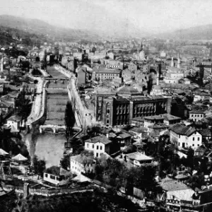 Aerial View of Sarajevo 1914, Assassination Site Print Aerial View of Sarajevo 1914, Assassination Site Print