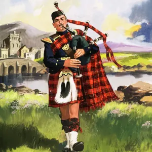 Scotsman playing bagpipes