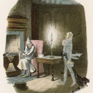 Print of Jacob Marley's Ghost Visiting Ebenezer Scrooge Print of Jacob Marley's Ghost Visiting Ebenezer Scrooge