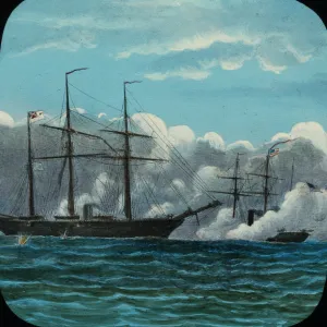 Sea fight between the Alabama and the Kearsage