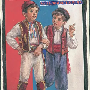 Serbia & Montenegro. WWI Children of the Allies, artwork
