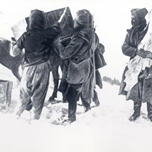Serbian troops retreating through Albania, WW1