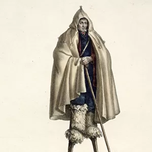 Shepherd of les Landes, southwest France, mounted on stilts Date: circa 1840