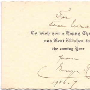 Signature of Queen Mary on a Christmas card