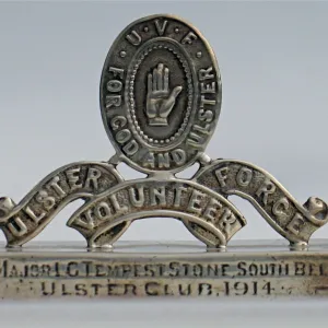 Silver Menu holder - Ulster Volunteer Force badge