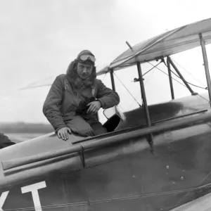 Sir Alan Cobham with his de Havilland DH. 60 Moth biplane