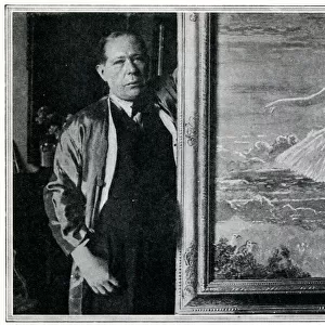 Sir William Orpen with painting of Anna Pavlova