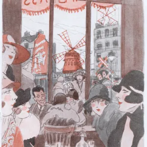 A sketch of a caf頯verlooking the Place Blanche, Montmartre