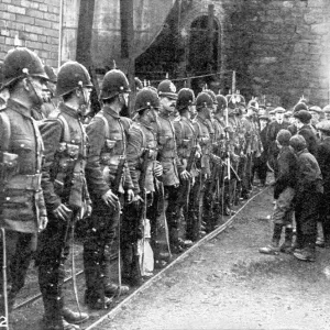 Soldiers at Brynkinalt Colliery, 1912