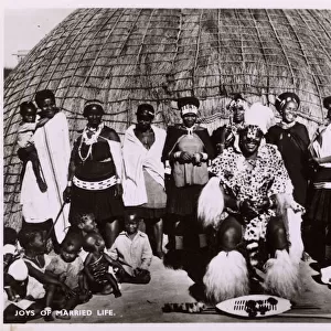 Southern Africa - Zulu Chieftain with his many wives