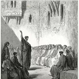 St Paul preaching in the synagogue at Thessalonica