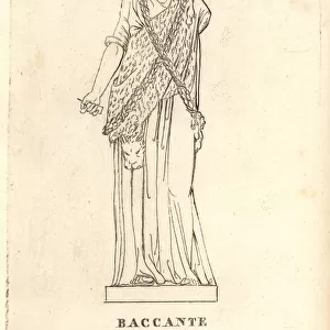 Statue of a Bacchante in animal skin and garlands