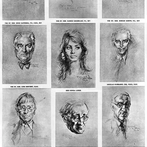 Stephen Wards sketches of celebrities, 1960