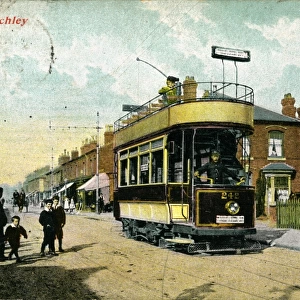 Street Scene with Tram Car, Stirchley, Warwickshire