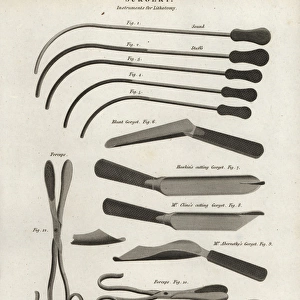 Surgical equipment for a lithotomy from the 19th century