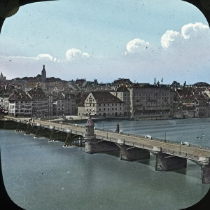Switzerland - Basel, Old Bridge and Three Kings Hotel