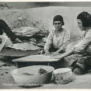 Syrian Women preparation preparing flat bread