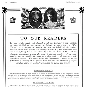 Tatler letter to its readers, outbreak of First World War