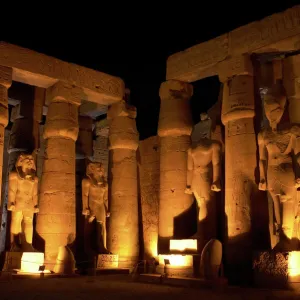 Temple of Luxor. Night view of the first courtyard. Egypt