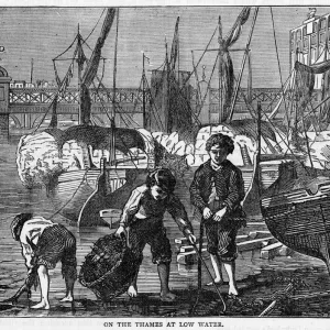 Thames Mudlarks Print: Scavenging in the Thames at Low Water Thames Mudlarks Print: Scavenging in the Thames at Low Water