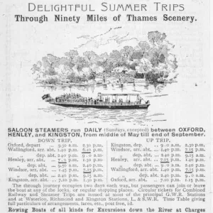 Thames Steamer Timetable