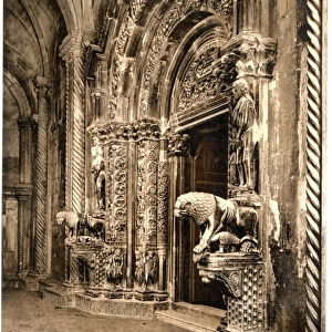 Trau, vestibule of the cathedral, Dalmatia, Austro-Hungary