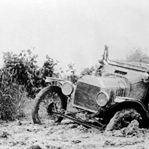 Veteran car stuck in the mud in America