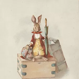 Victorian Greeting Card - Travelling Rabbit