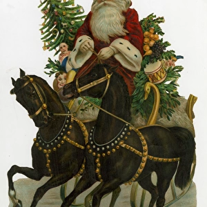 Victorian Scrap -- Father Christmas and Horses