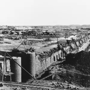 View of Aswan Dam during construction