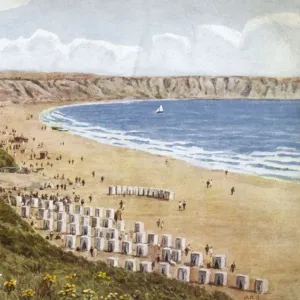 View of the beach at Filey Bay, North Yorkshire