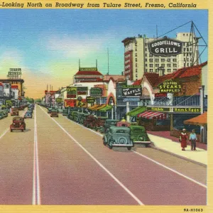 View of Broadway, Fresno, California, USA