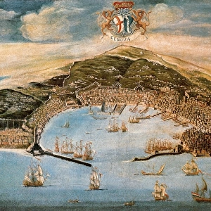 A View of the city and harbour of Genova