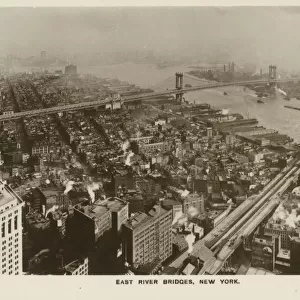 View of the East River Bridges, New York, USA
